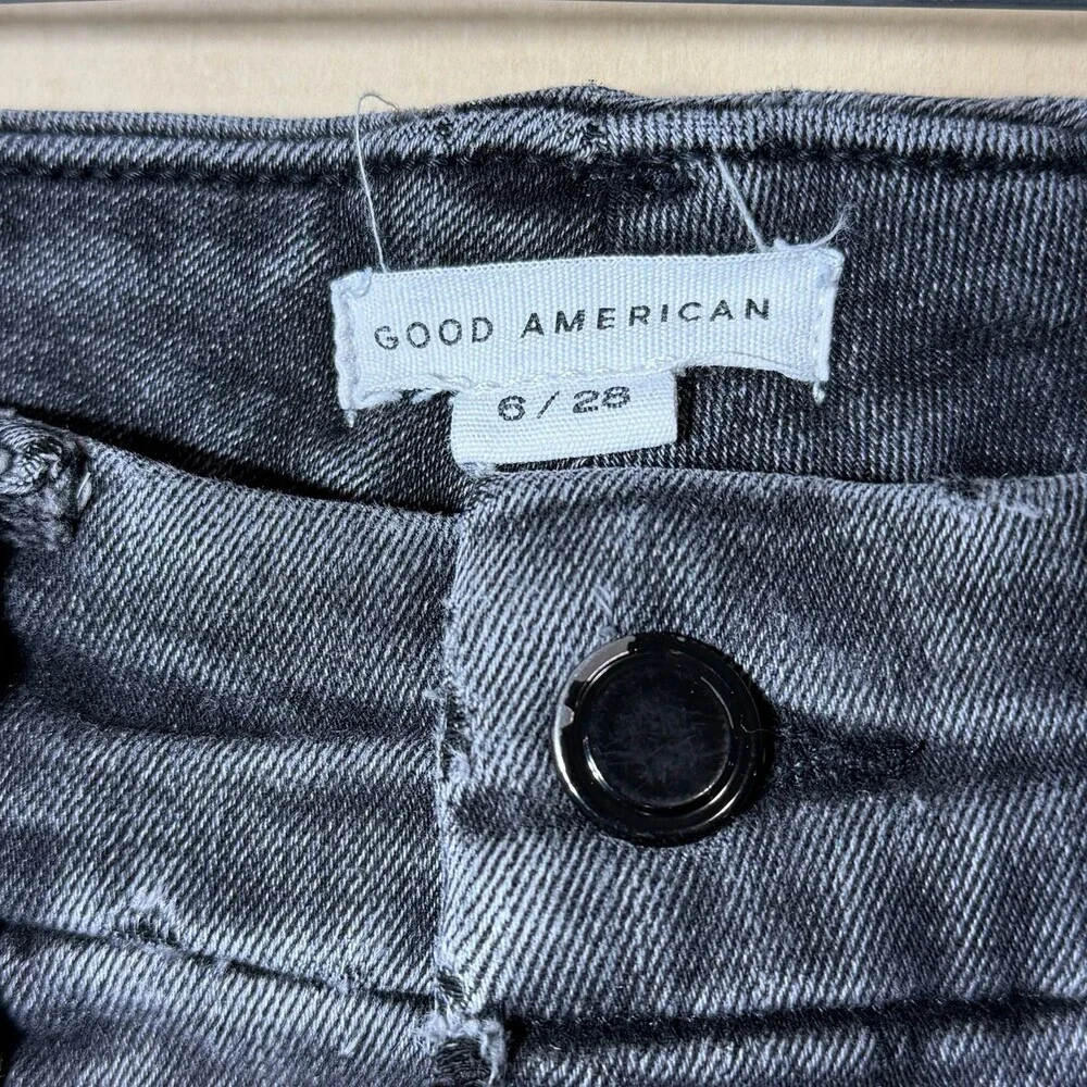 Good American High‎ Rise Skinny Jeans Women’s 6 Gray Button Fly Stretch